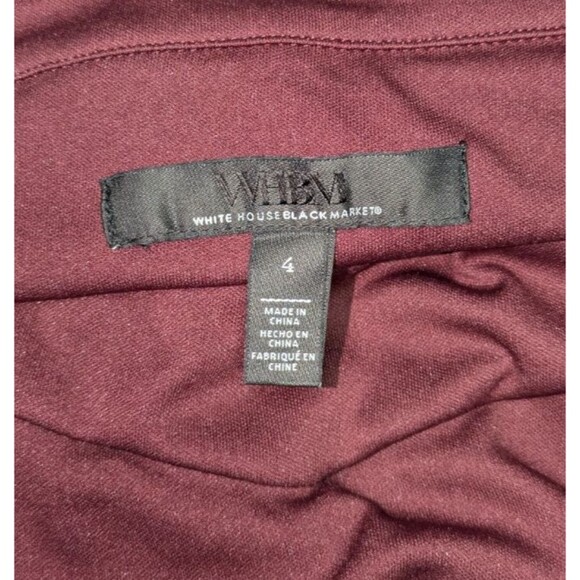 White House Black Market Dress 4 Women's Maroon Polka Dot A Line Jersey Twist - Picture 8 of 10